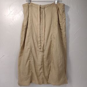 Pure DKNY Tan Linen Y2K Bubble Maxi Skirt Women's 14